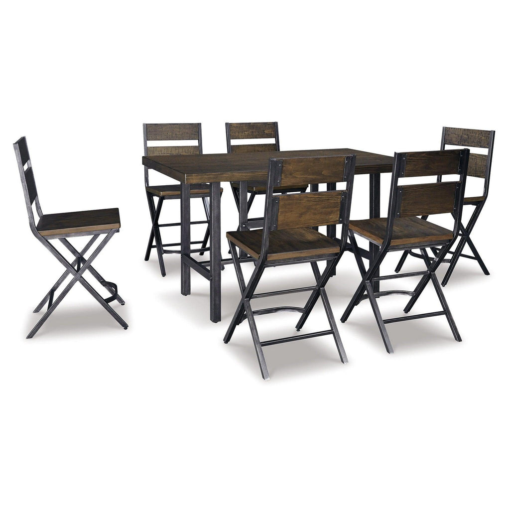 Kavara Counter Height Dining Table with 4 Barstools Ash-D469D3