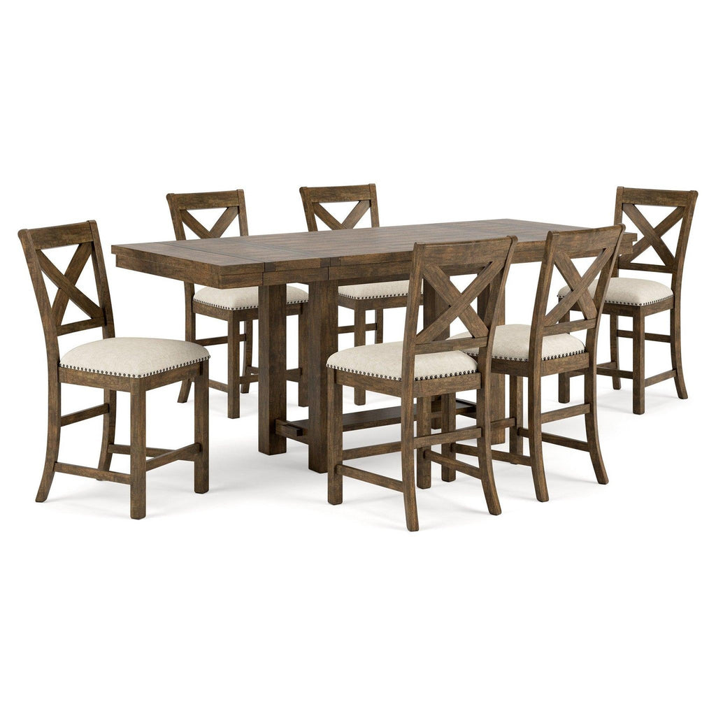 Moriville Counter Height Dining Table and 6 Barstools Ash-D631D10
