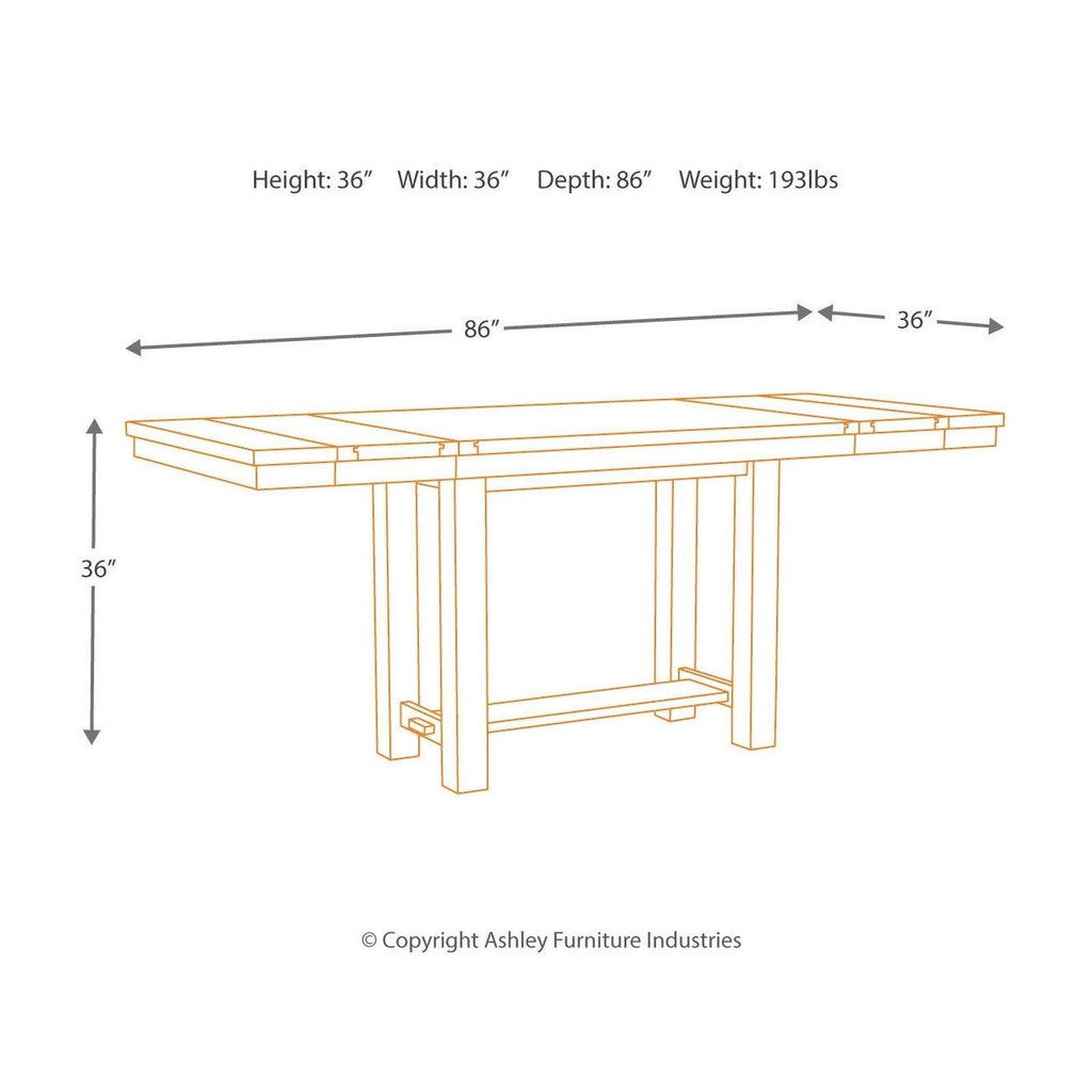 Moriville Counter Height Dining Table, 4 Barstools and Server Ash-D631D8