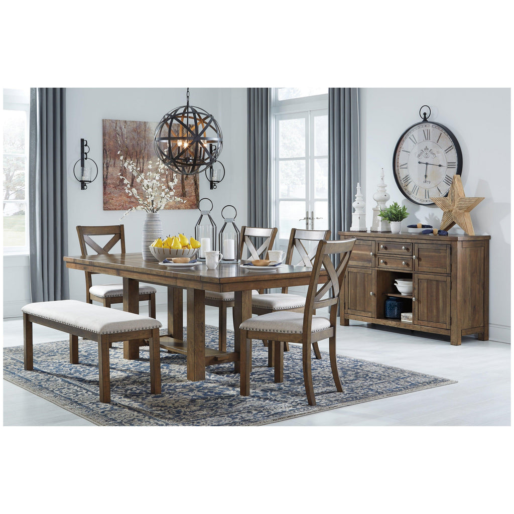 Moriville Dining Table and 4 Chairs and Bench Ash-D631D6