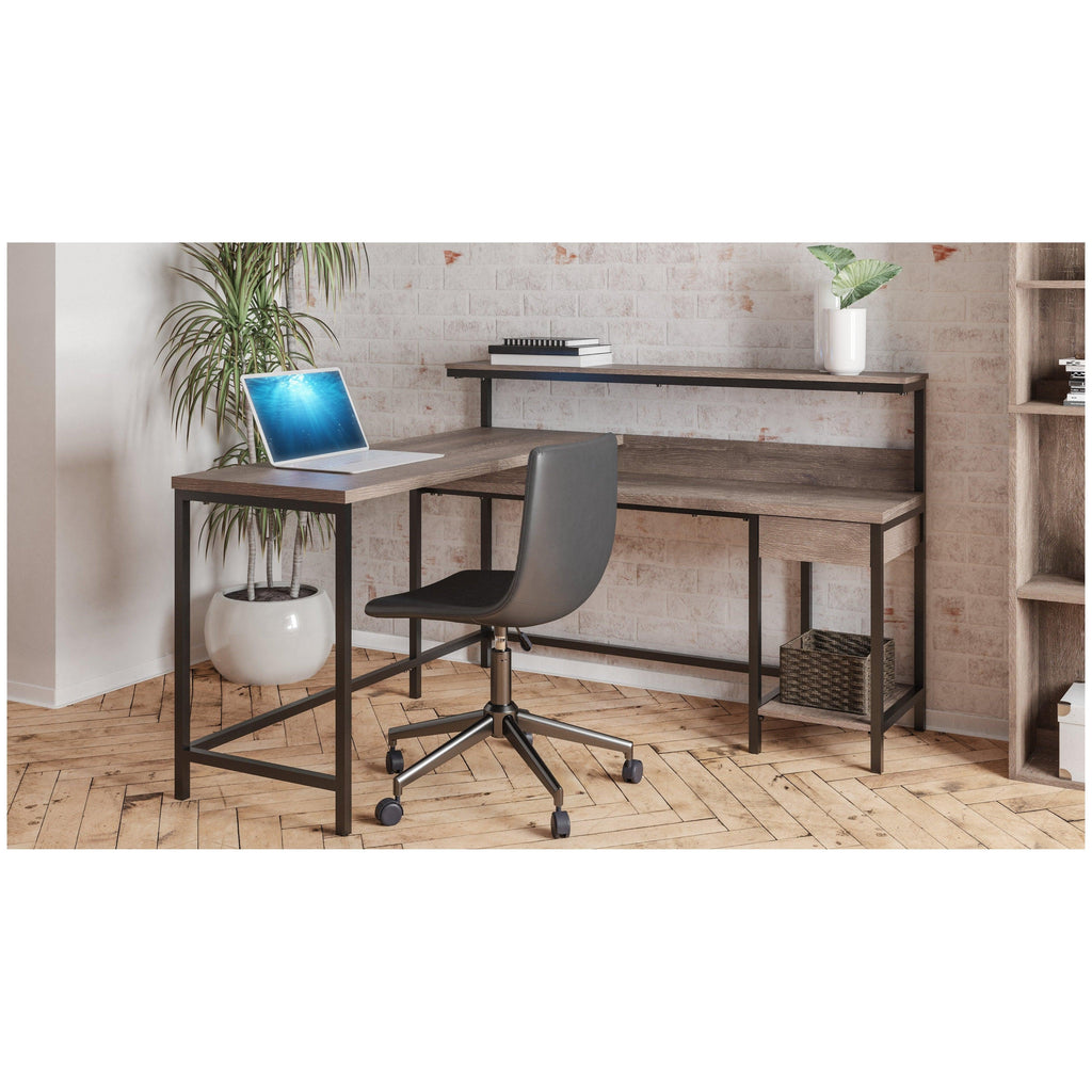 Arlenbry Home Office L-Desk with Storage Ash-H275-24