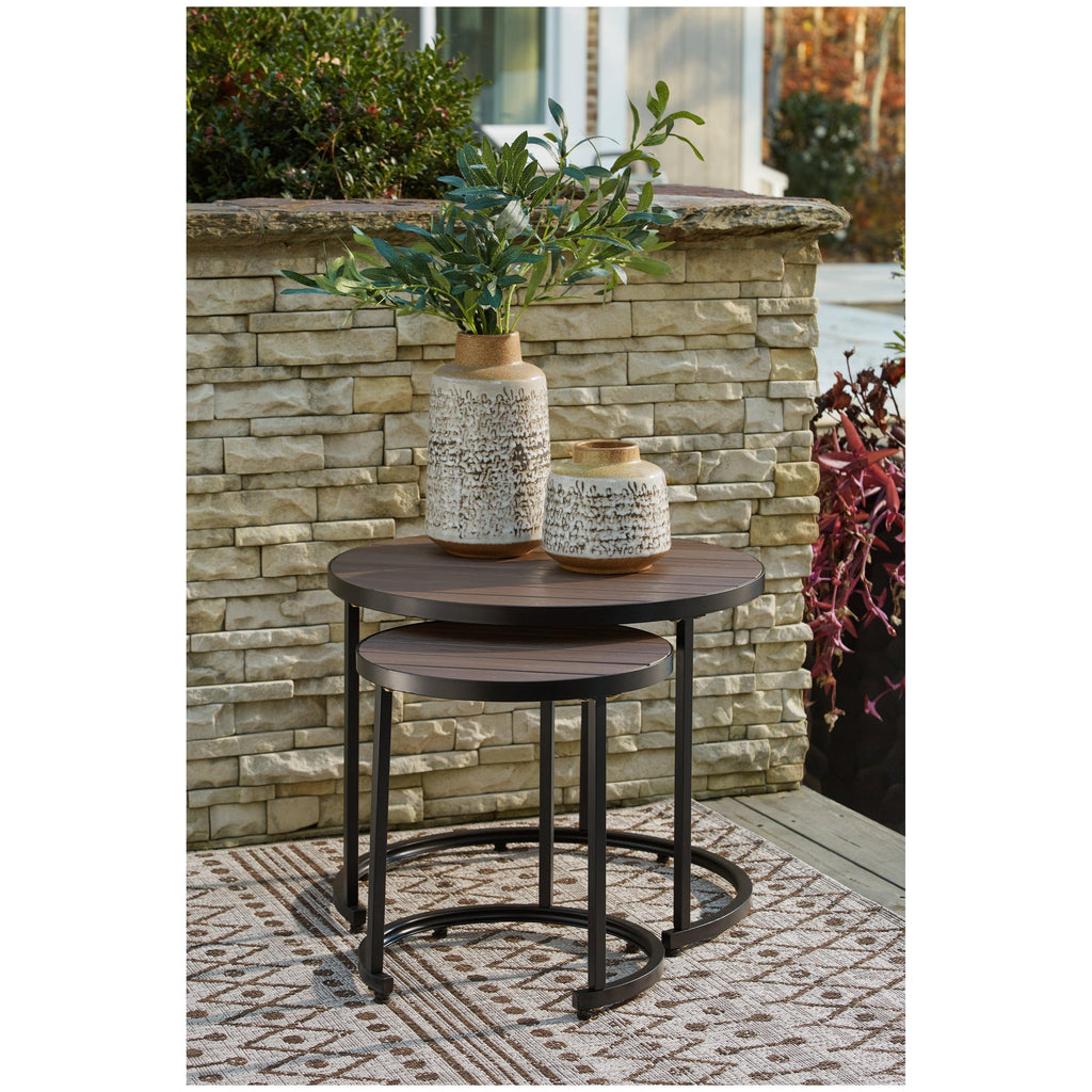 Ayla Outdoor Nesting End Tables (Set of 2) Ash-P020-716