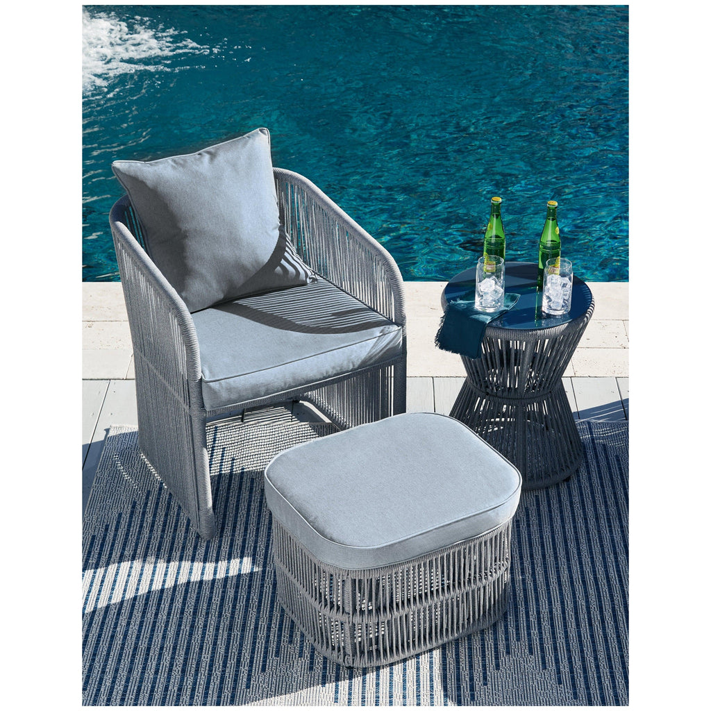 Coast Island Outdoor Chair with Ottoman and Side Table Ash-P313-046