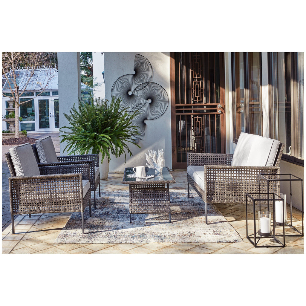 Lainey Outdoor Love/Chairs/Table Set (Set of 4) Ash-P338-080