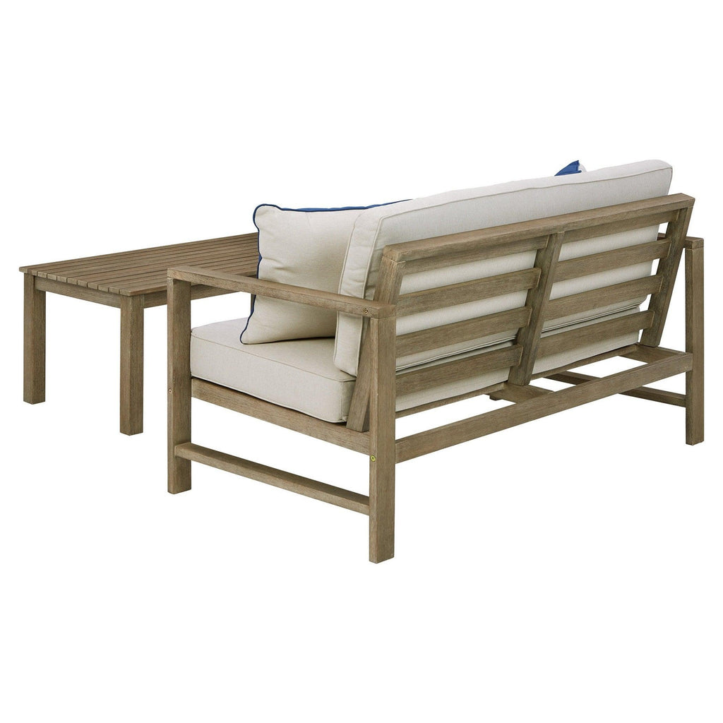 Fynnegan Outdoor Loveseat with Table (Set of 2) Ash-P349-035
