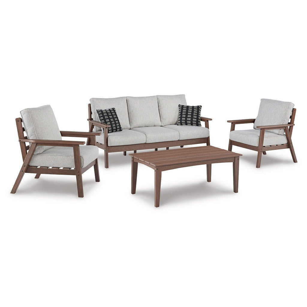 Emmeline Outdoor Sofa, 2 Lounge Chairs and Coffee Table Ash-P420P2
