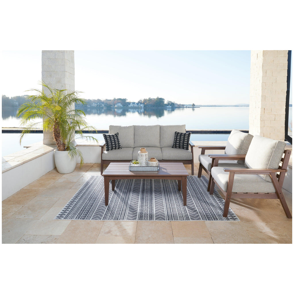 Emmeline Outdoor Sofa, 2 Lounge Chairs and Coffee Table Ash-P420P2