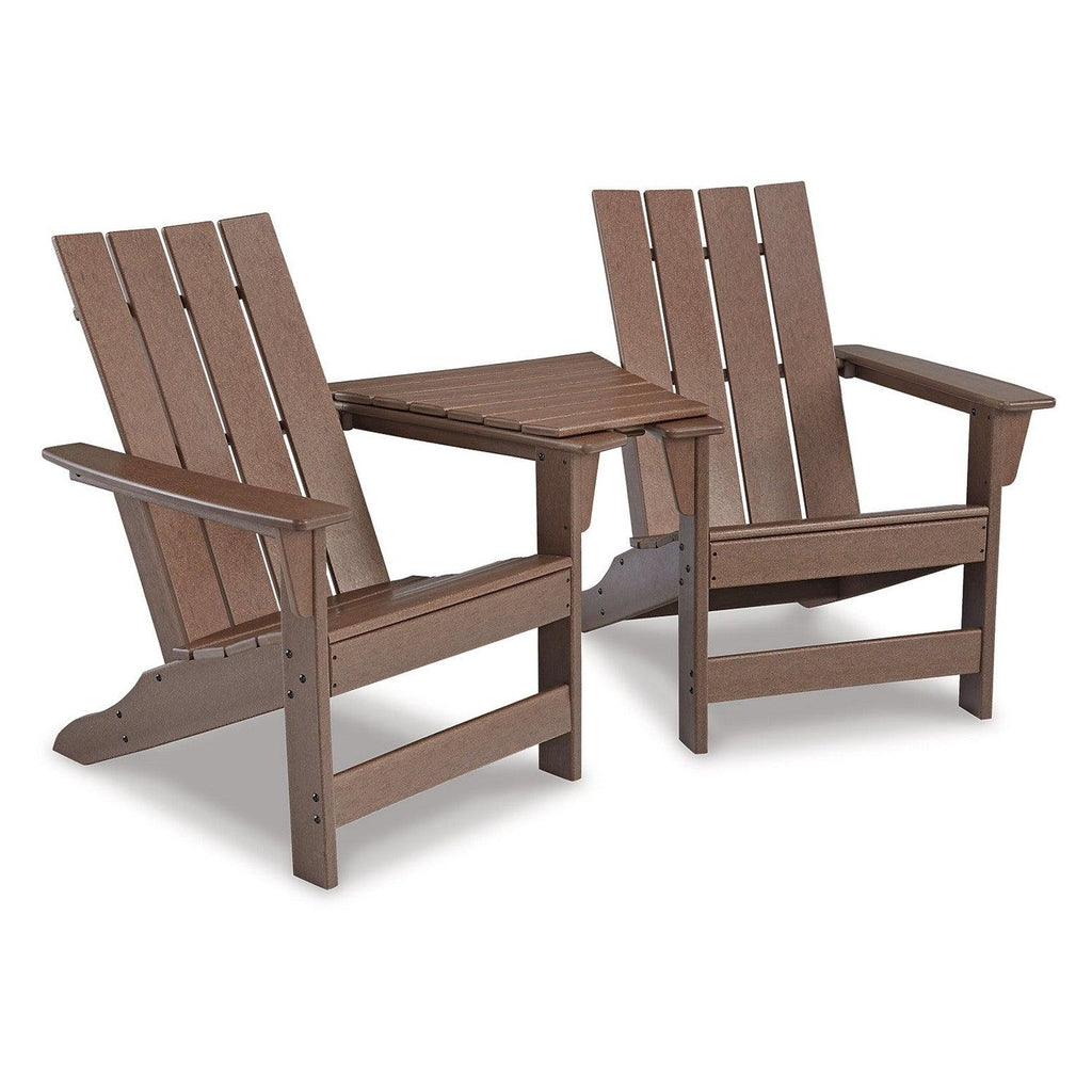 Emmeline 2 Adirondack Chairs with Tete-A-Tete Table Connector Ash-P420P4
