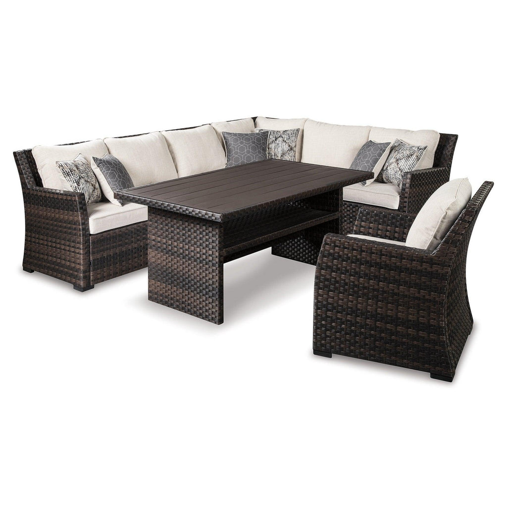 Easy Isle 3-Piece Outdoor Sofa Sectional with Lounge Chair and Table Ash-P455P2