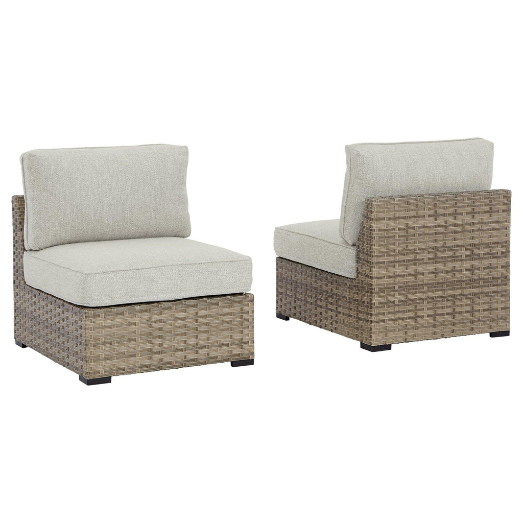 Calworth Outdoor Armless Chair with Cushion (Set of 2) Ash-P458-846