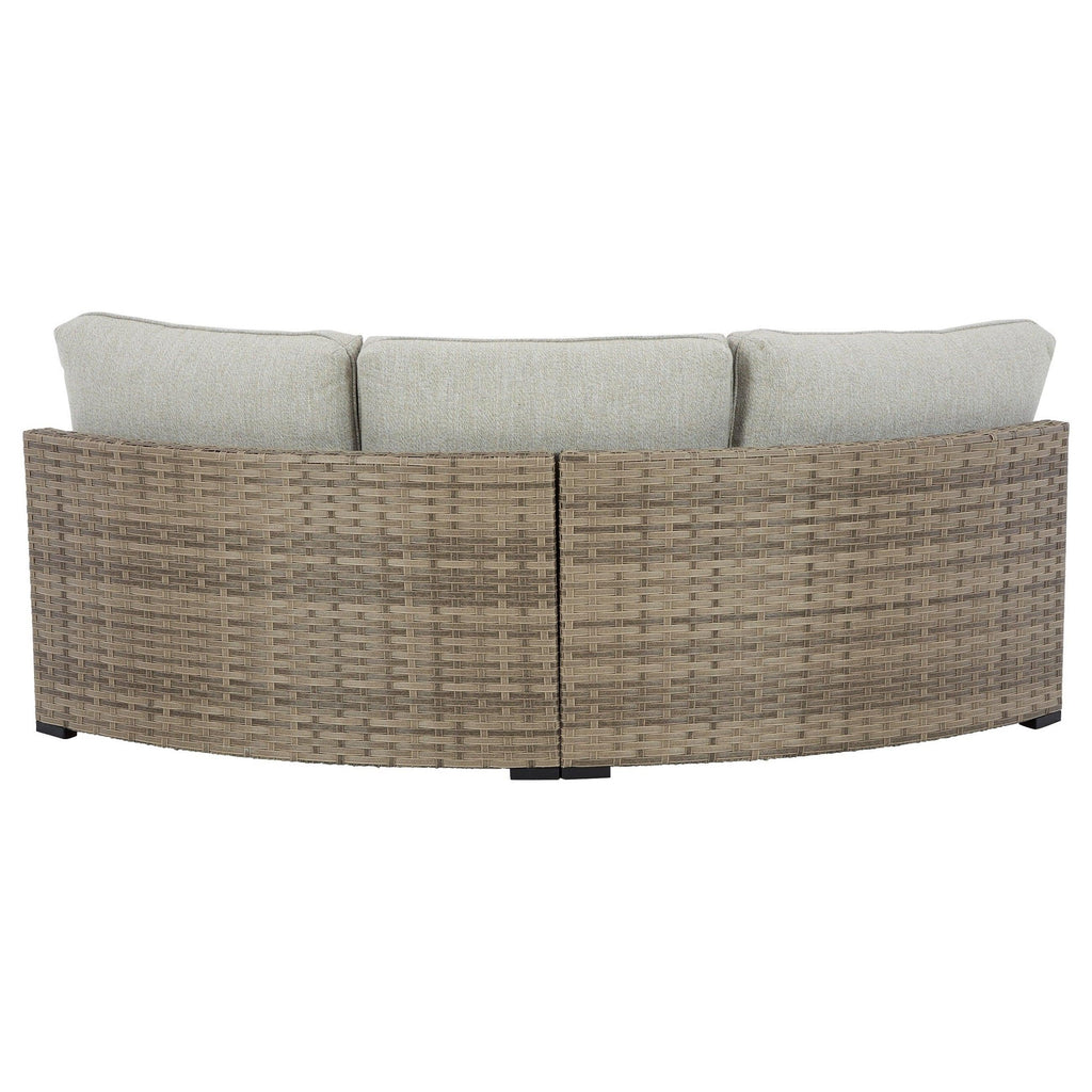 Calworth Outdoor Curved Loveseat with Cushion Ash-P458-861