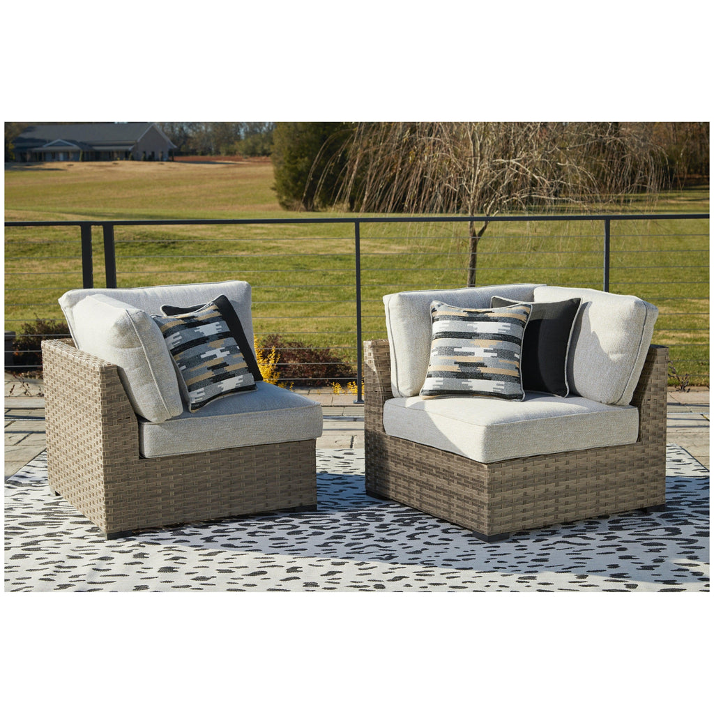 Calworth Outdoor Corner with Cushion (Set of 2) Ash-P458-877