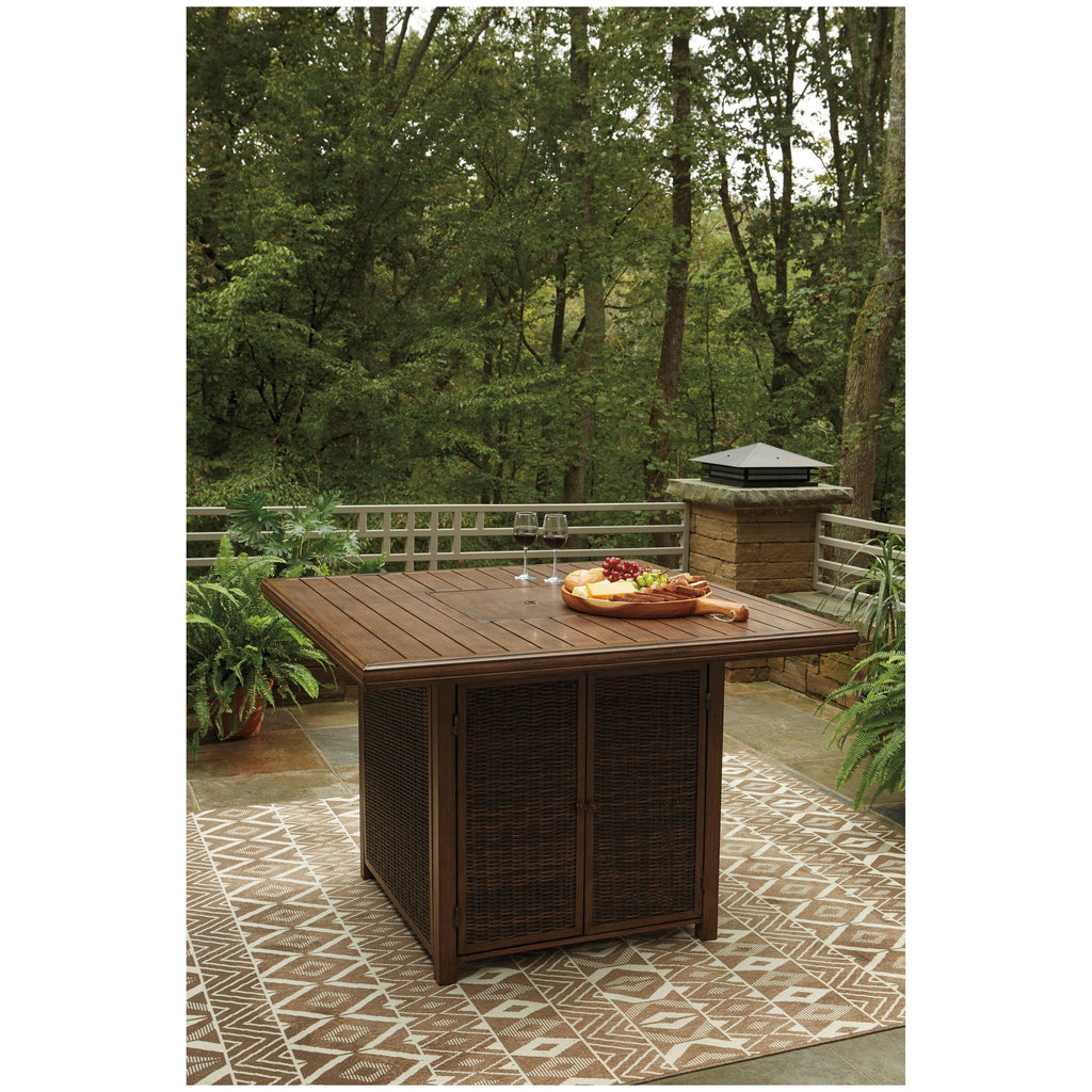 Paradise Trail Bar Table with Fire Pit Ash-P750-665