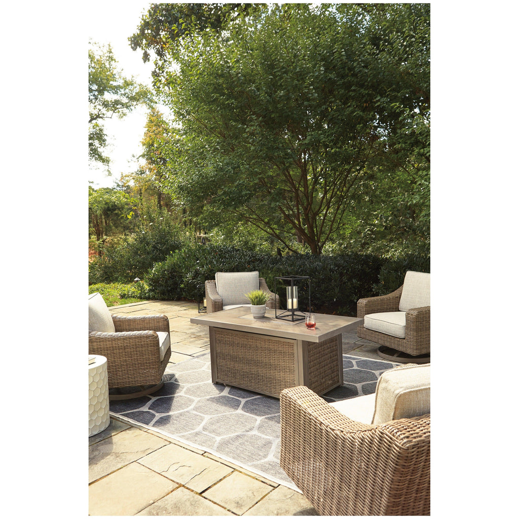 Beachcroft 5-Piece Outdoor Fire Pit Table with 4 Chairs Ash-P791P17