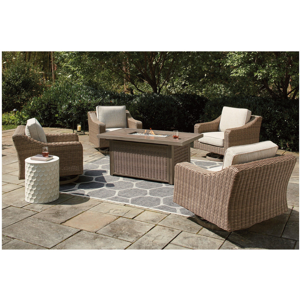 Beachcroft 5-Piece Outdoor Fire Pit Table with 4 Chairs Ash-P791P17