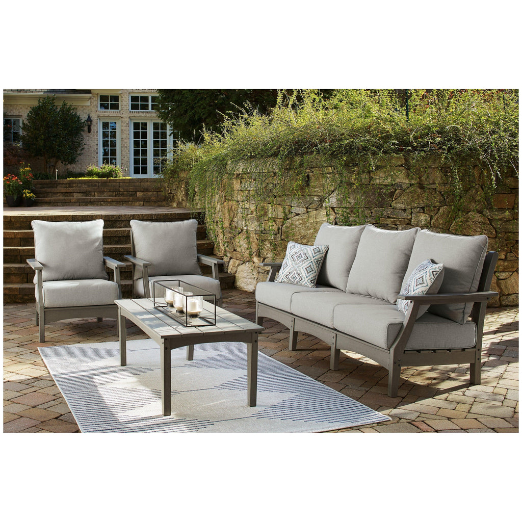Visola Outdoor Sofa, 2 Lounge Chairs and Coffee Table Ash-P802P2