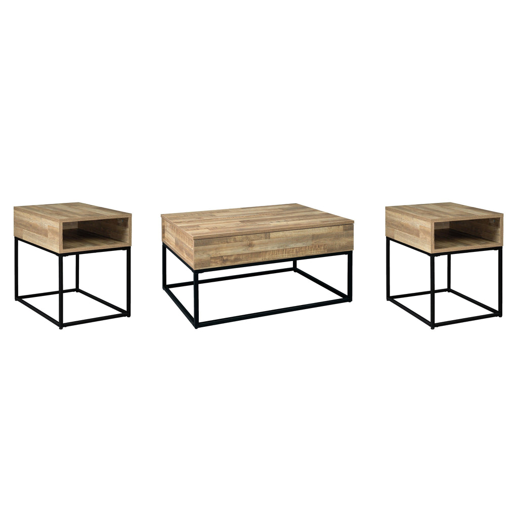 Gerdanet Coffee Table and 2 End Tables Ash-T150T1