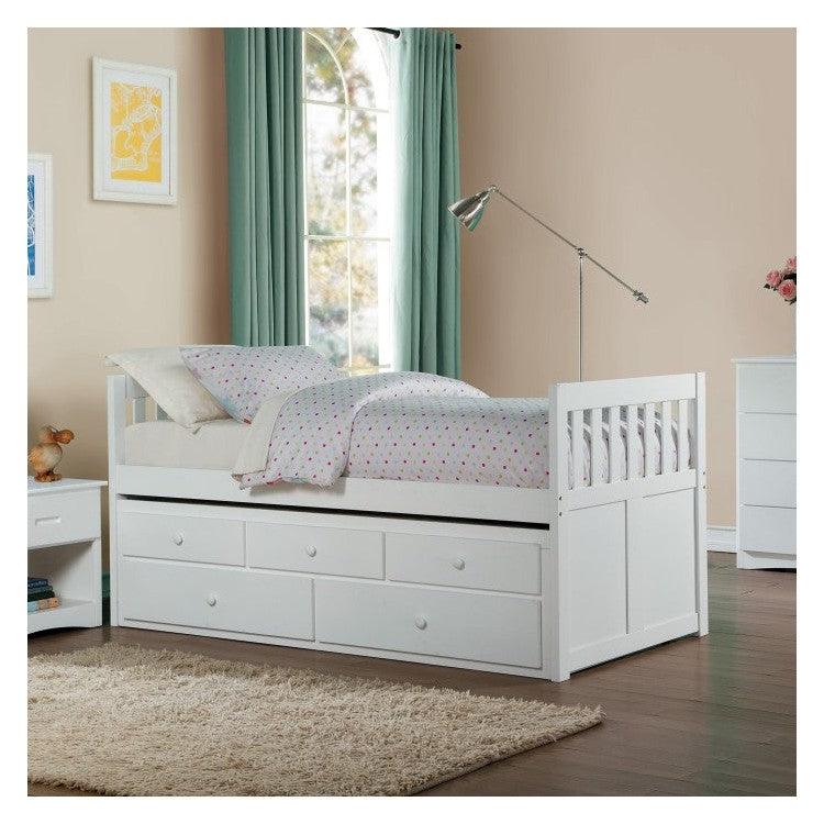 (2) TWIN/TWIN TRUNDLE BED WITH TWO STORAGE DRAWERS, WHITE B2053PRW-1*